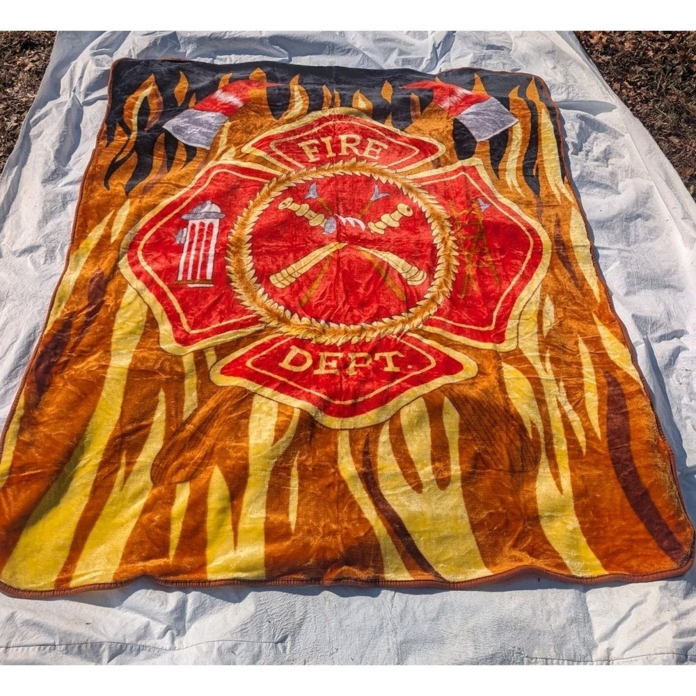 Regal Comfort Faux Fur Luxury Blanket- 6'x88" Fire Fighter Fire Department